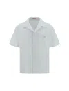 Valentino Garavani White Bowling Shirt With Patch Pocket In Toile Iconographique Man In Bianco
