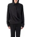 Valentino Black Techno Light Wool Shirt In Black