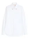 Valentino Tailored White Cotton Shirt With Decorative Buttons In White