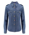 Valentino Casual Shirt With Chest Pockets And Epaulettes In Blue