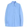 Valentino Long Sleeve Poplin Shirt Featuring Collar In Blue