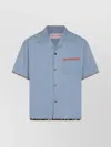 Valentino Garavani Denim Bowling Shirt With Floral Trim