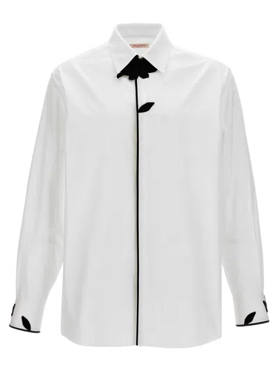 Valentino Floral-motif Regular-fit Cotton Shirt In White