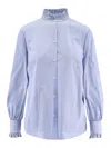 Valentino Shirt In Popeline Classic Stripe In Blue