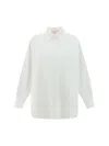 Valentino Garavani White Cotton Blend Oversize Shirt In Bianco