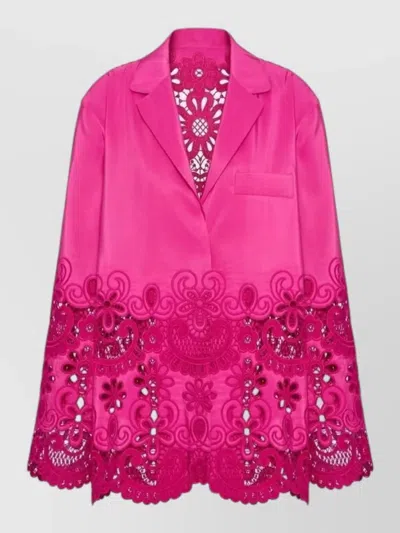 Valentino Shirt Lace Collar Long Sleeve Openwork Hem In Pink
