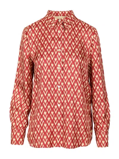 Valentino Shirt | Pattern | Twill Toute La V Shirts Rose In Red