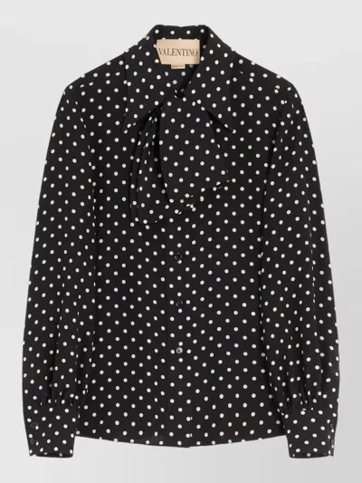 Valentino Shirt Plusdepois Print Bow Neck Scarf In Black