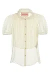 Valentino Chiffon Shirt With Lace And Ruffles