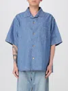 Valentino Garavani Oversized Denim Shirt With Button Closure In Blue