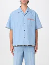 Valentino Garavani Denim Bowling Shirt With Floral Trim
