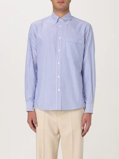 Valentino Pinstriped Long-sleeved Shirt In Blue