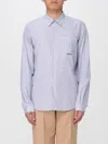 Valentino Striped Shirt With Embroidered Logo In Blue