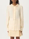 Valentino Silk Ruffled Collar Shirt In Neutral