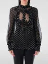 Valentino Garavani Polka Dot Tulle Bib Button-up Shirt In Black