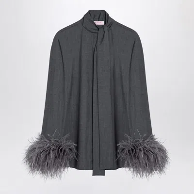 Valentino Shirt With Feathers In Grey