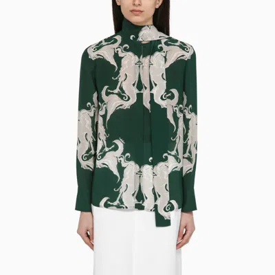 Valentino Shirt With Ivy Green Silk Print