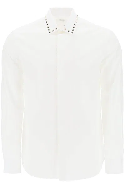 Valentino Shirt With Rockstud Untitled Studs In Bianco