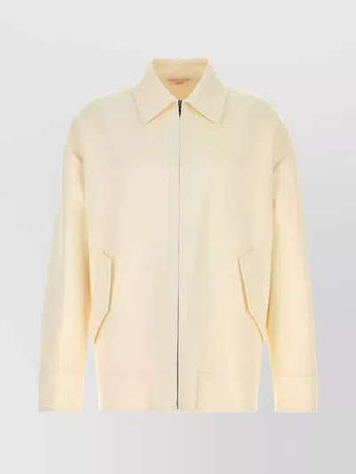 Valentino Garavani Men Ivory Wool Blend Shirt In White