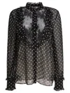 Valentino Garavani Polka Dot Tulle Bib Button-up Shirt