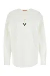 Valentino Garavani White Cotton Blend Blouse In White