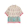 Valentino Paisley Linen Bowling Shirt In Neutral