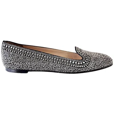 Pre-owned Valentino Garavani Valentino Shoe Silver Studded Black Flat Timeless 38.5 / 8.5