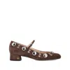 Valentino Stylish Block Heel Round Toe Pumps In Brown