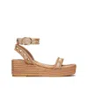 Valentino Garavani Rockstud Flatform Sandal In Calfskin 45mm Woman Rose Cannelle 39 In Brown