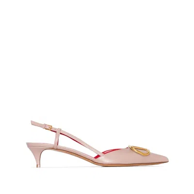 Valentino Garavani Vlogo Signature Leather Slingback Pumps In Pink
