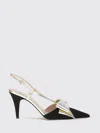 Valentino Garavani Bowow Slingback Pumps In Moirè Fabric 85mm Woman Black/silver/antique Gold 42 In Black