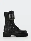 Valentino Quilted 67 Vlogo Leather Combat Boots In Animal Print