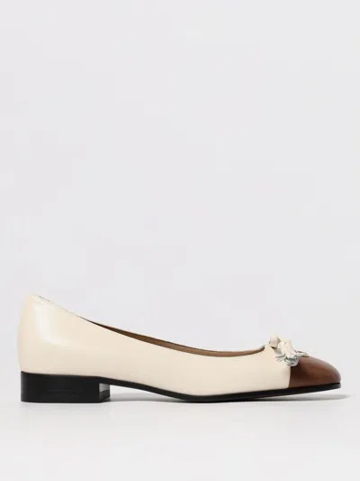 Valentino Garavani Valet Du Roi Leather Ballets In Neutral