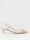 Valentino Garavani Womens White Vlogo 40 Pointed-toe Leather Slingback Courts