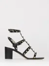 Valentino Rockstud Caged 60 Leather Ankle Strap Sandal In Black