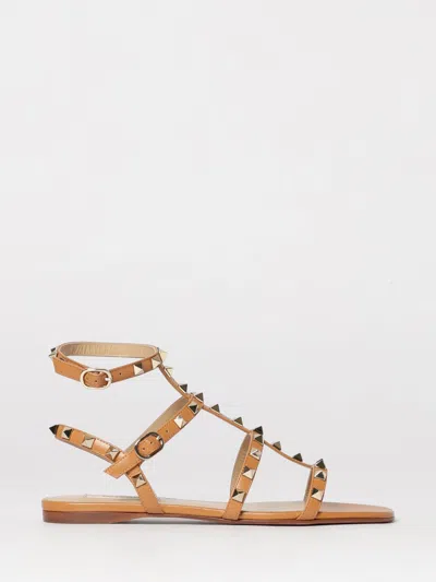 Valentino Garavani Valentino Rockstud Caged Leather Ankle Strap Sandal In Beige