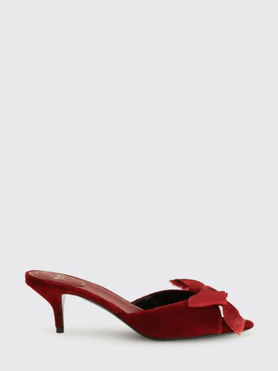 Valentino Garavani Marie A 55 Bow-detailed Satin-trimmed Velvet Mules In Red