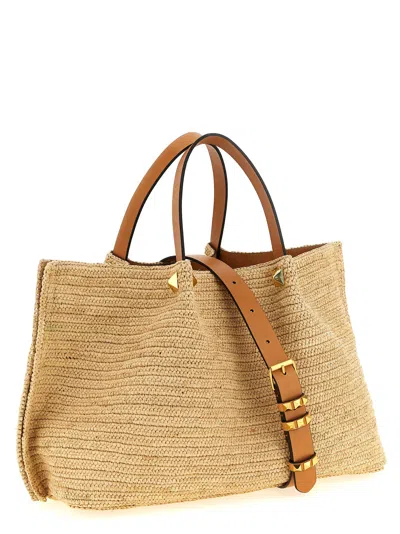 Valentino Garavani Vlogo Signature Stud-embellished Tote Bag In Neutral