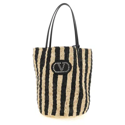 Valentino Garavani Shopping  Raffia In Black