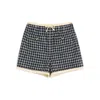 Valentino Tweed Shorts Checked Pattern Contrast Trim In Black