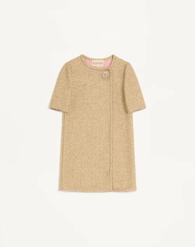 Valentino Short Canestrello Lurex Tweed Dress Woman Gold 40