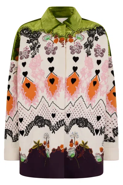 Valentino Short Coat With Various Patterns In Different Colors On A Neutral Tone, Ideal For A Polished Look In Multi