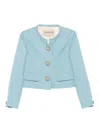 Valentino Short Collarless Jacket In Blue
