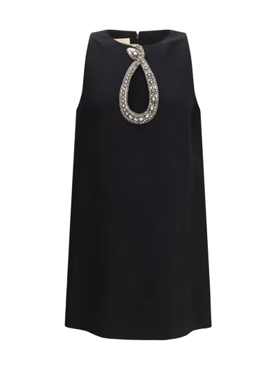 Valentino Short Crepe Couture Dress In Black