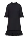 Valentino Short Crepe Couture Dress In Black