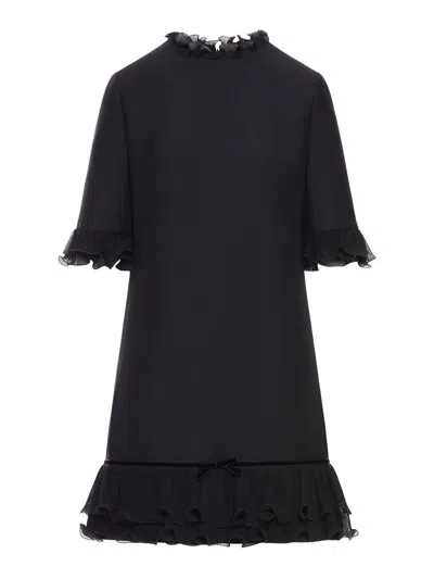 Valentino Short Crepe Couture Dress In Black