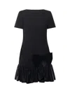 Valentino Garavani Bow Detail Wool And Silk Mini Dress In Black