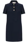 Valentino Short-sleeve Polo-collar Minidress In Blue