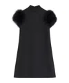 Valentino Short Crepe Couture Dress With Feathers Woman Black 42 In Black
