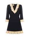 Valentino Wool And Silk Short Dress In Black